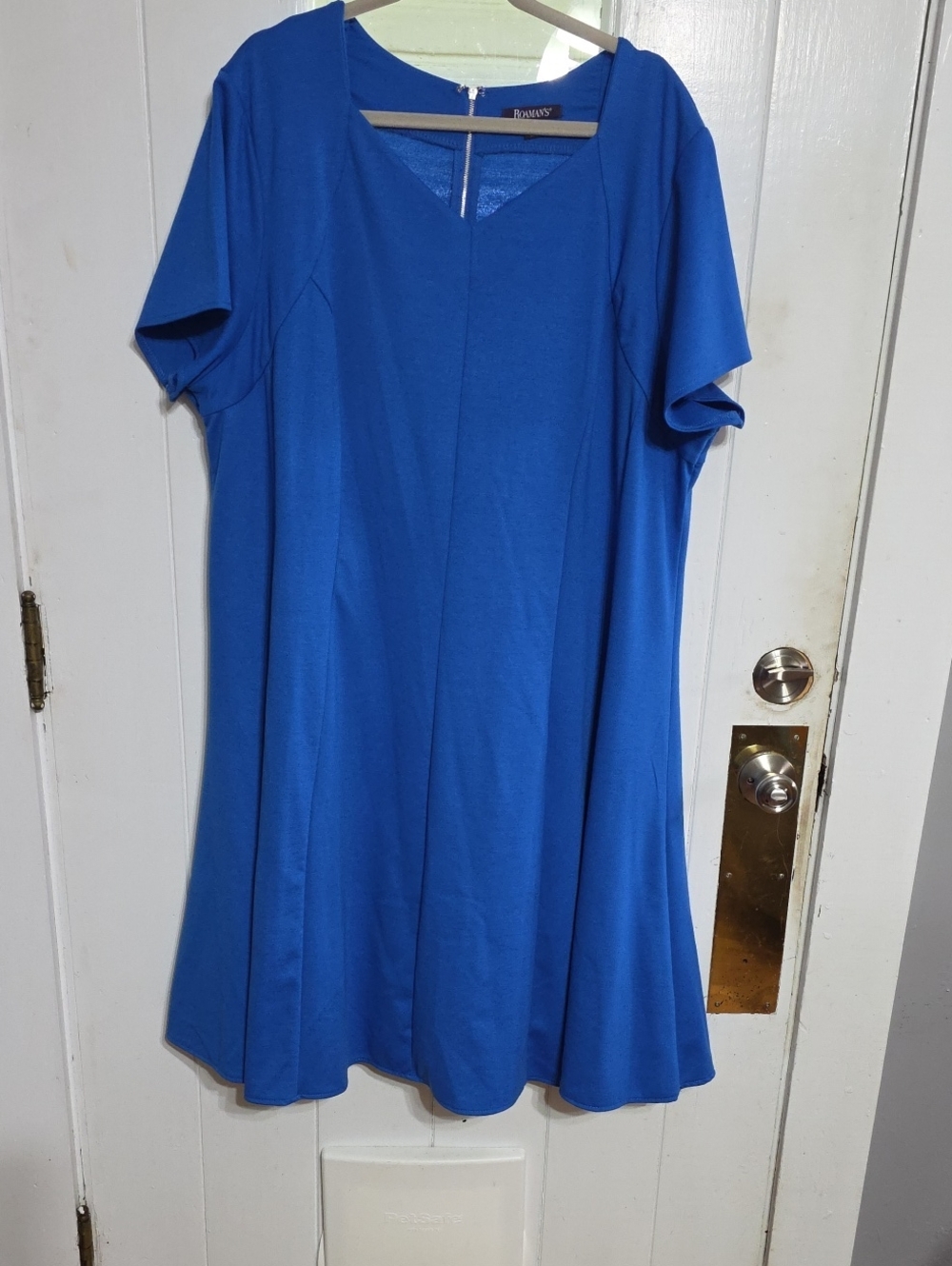 Roaman's Women's Dress Royal Blue Exposed Zipper Comfort Stretch Sz 28W EUC